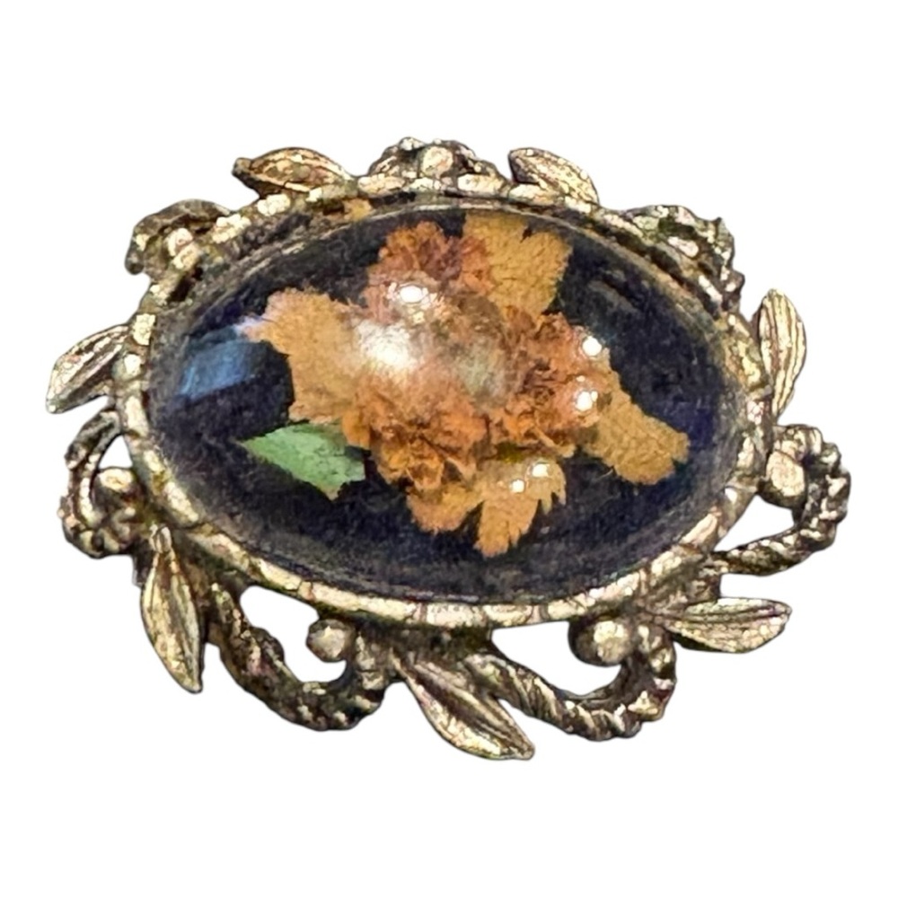 Handmade Vintage Pressed Flower Brooch by Mary K, Savannah GA JB9
